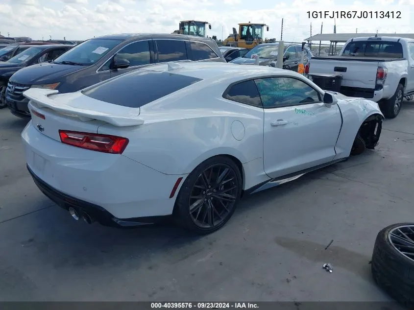 2018 Chevrolet Camaro Zl1 VIN: 1G1FJ1R67J0113412 Lot: 40395576