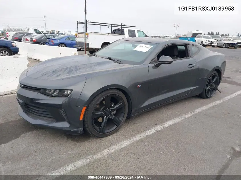 2018 Chevrolet Camaro 1Lt VIN: 1G1FB1RSXJ0189958 Lot: 40447989