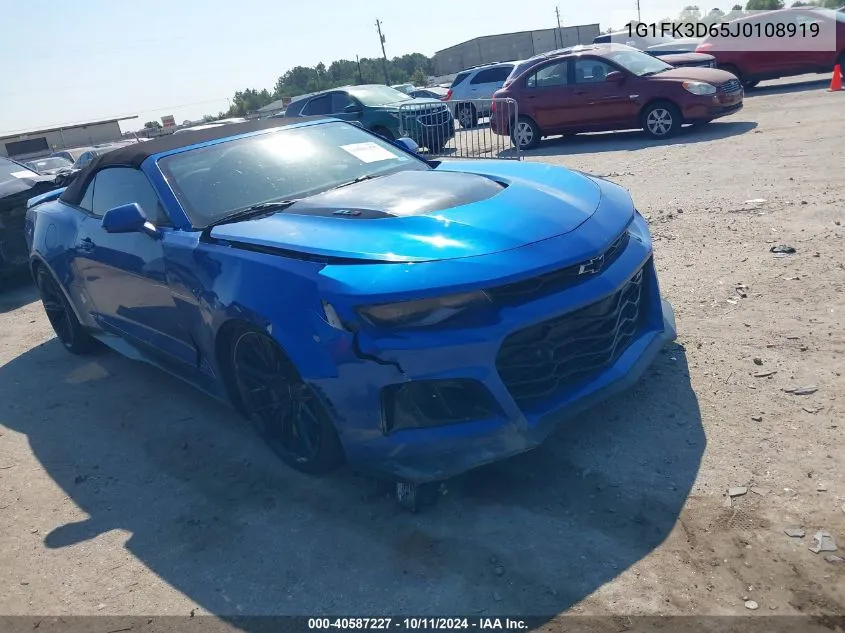 2018 Chevrolet Camaro Zl1 VIN: 1G1FK3D65J0108919 Lot: 40587227