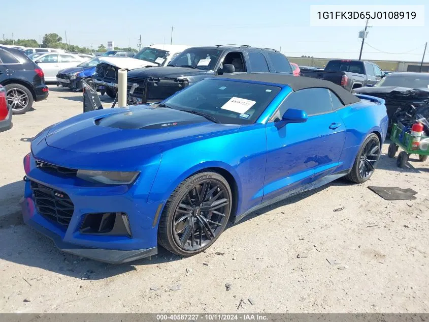 2018 Chevrolet Camaro Zl1 VIN: 1G1FK3D65J0108919 Lot: 40587227