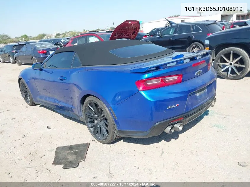 2018 Chevrolet Camaro Zl1 VIN: 1G1FK3D65J0108919 Lot: 40587227