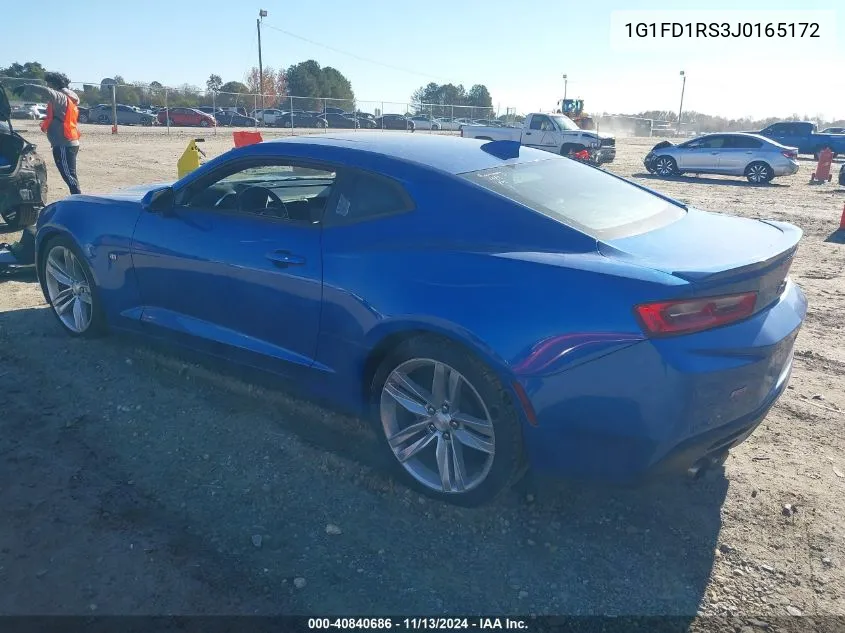 2018 Chevrolet Camaro 2Lt VIN: 1G1FD1RS3J0165172 Lot: 40840686