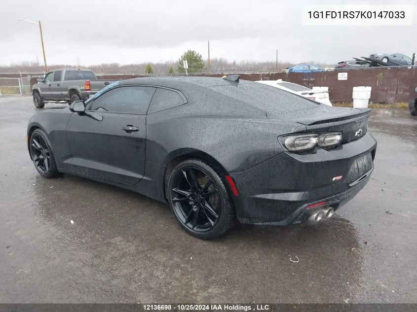 2019 Chevrolet Camaro VIN: 1G1FD1RS7K0147033 Lot: 12136698