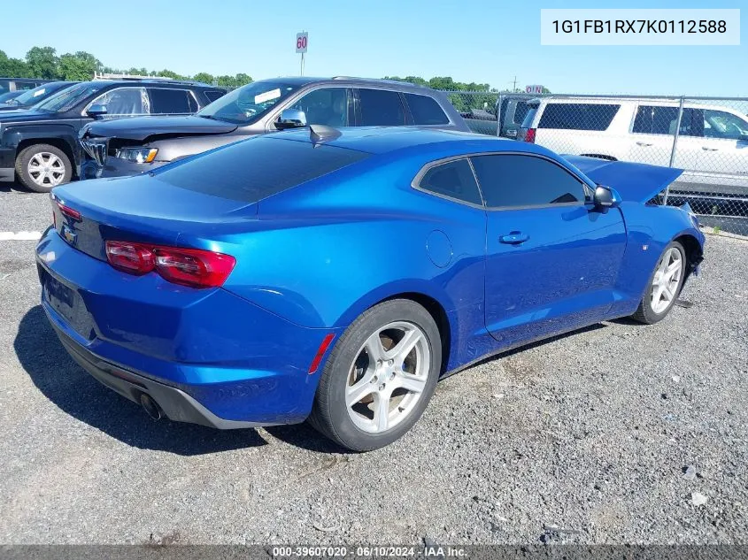 2019 Chevrolet Camaro 1Lt VIN: 1G1FB1RX7K0112588 Lot: 39607020