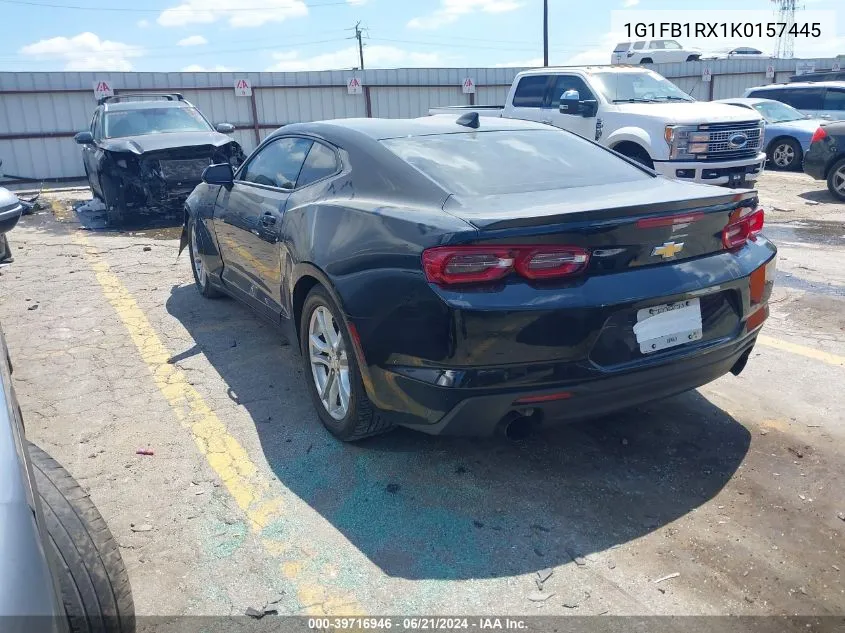 2019 Chevrolet Camaro 1Ls VIN: 1G1FB1RX1K0157445 Lot: 39716946