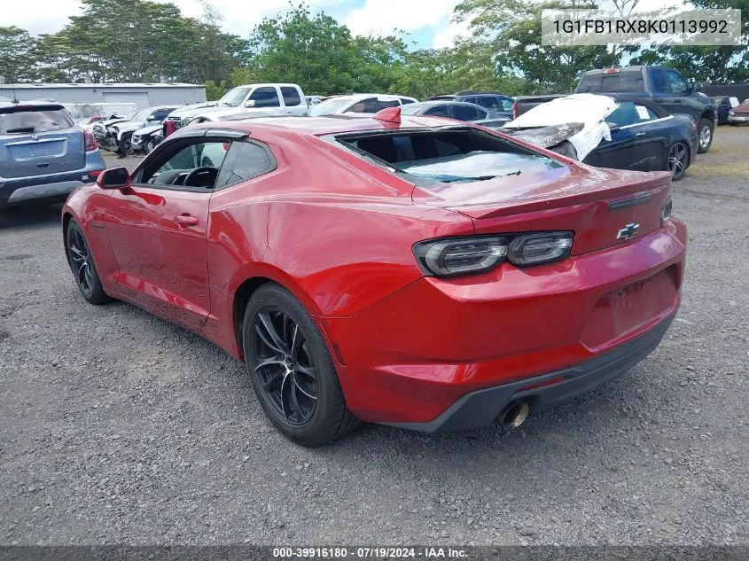 2019 Chevrolet Camaro 1Lt VIN: 1G1FB1RX8K0113992 Lot: 39916180