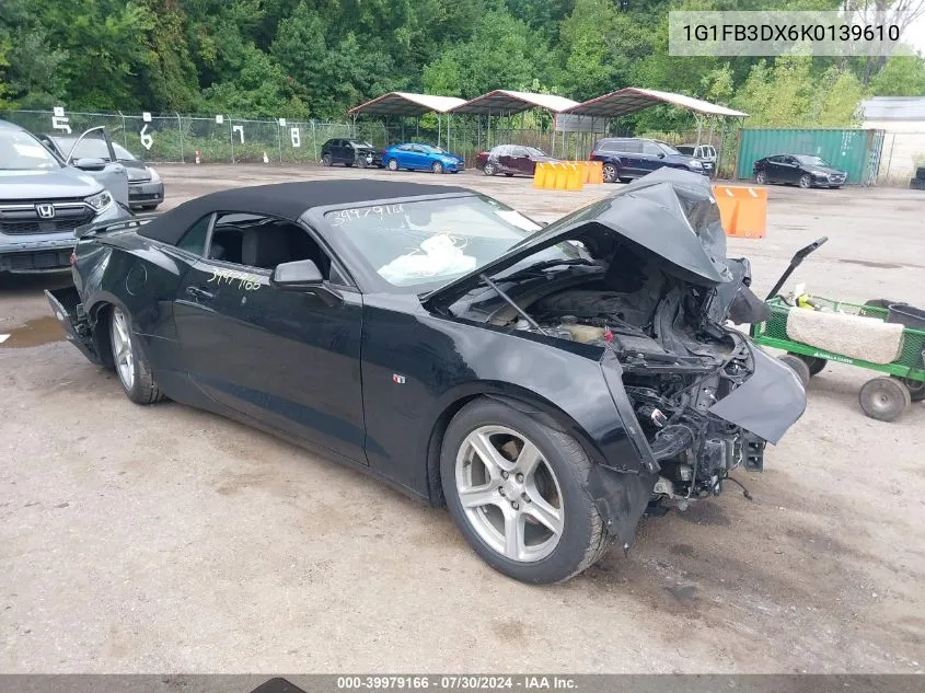 2019 Chevrolet Camaro 1Lt VIN: 1G1FB3DX6K0139610 Lot: 39979166