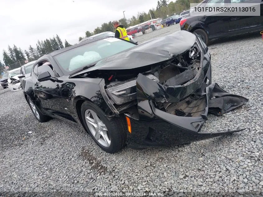 1G1FD1RS2K0113016 2019 Chevrolet Camaro Lt