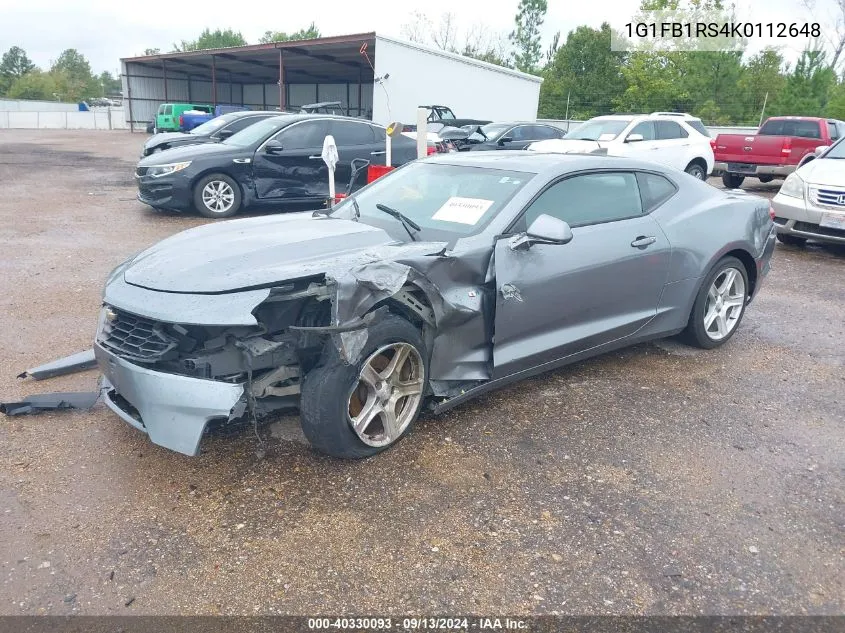 2019 Chevrolet Camaro 1Lt VIN: 1G1FB1RS4K0112648 Lot: 40330093