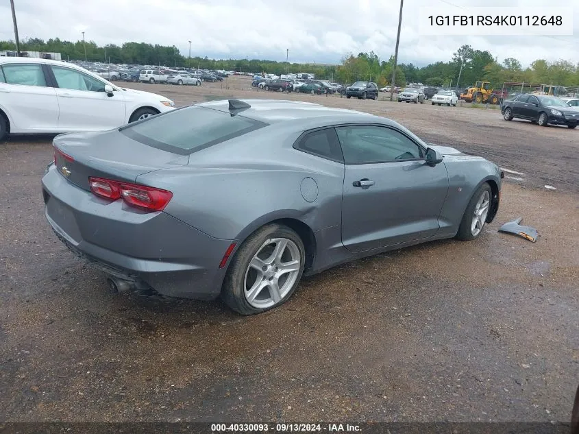 2019 Chevrolet Camaro 1Lt VIN: 1G1FB1RS4K0112648 Lot: 40330093