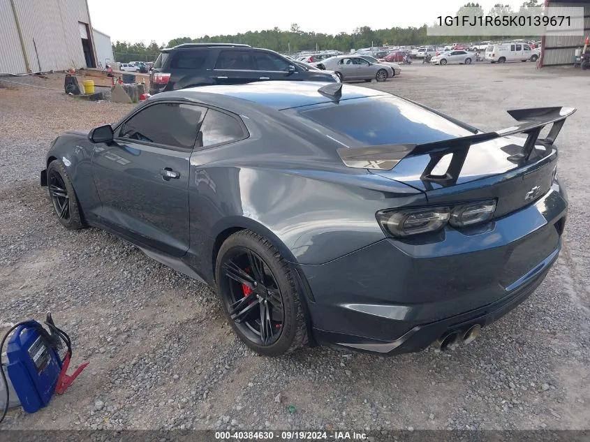 2019 Chevrolet Camaro Zl1 VIN: 1G1FJ1R65K0139671 Lot: 40384630