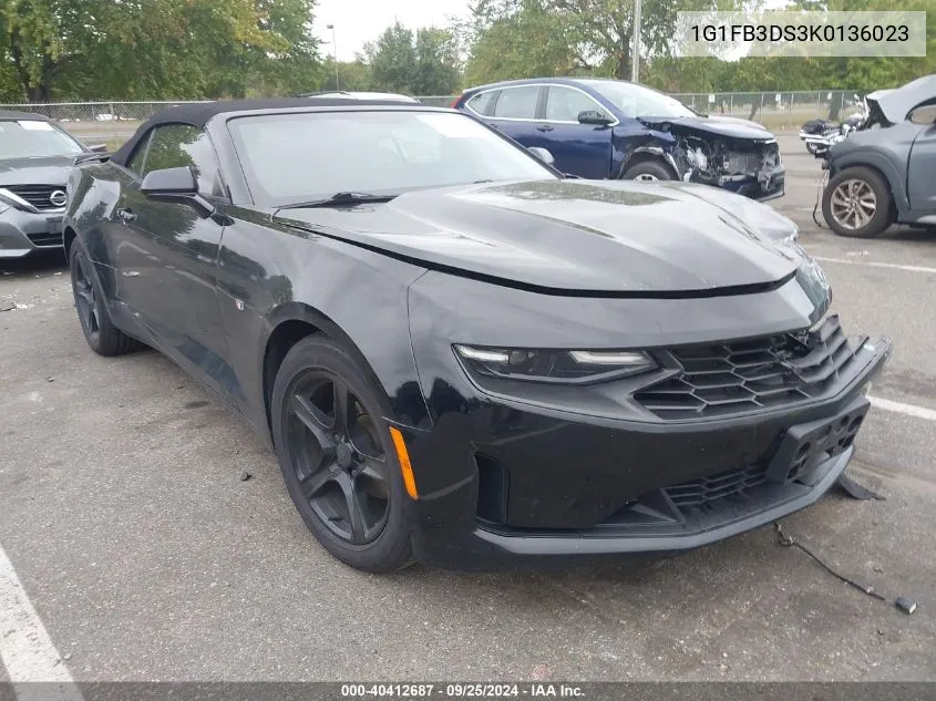 2019 Chevrolet Camaro 1Lt VIN: 1G1FB3DS3K0136023 Lot: 40412687