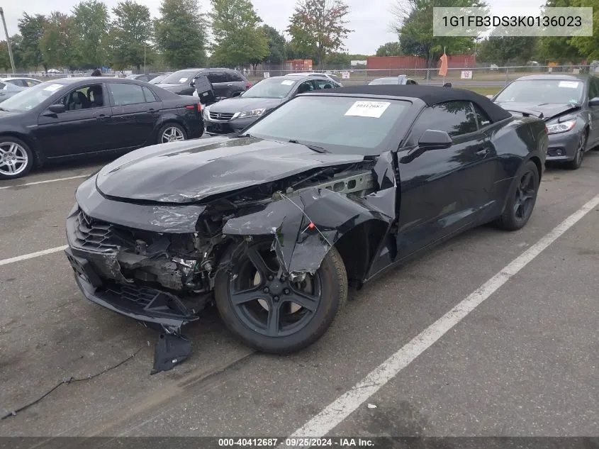 2019 Chevrolet Camaro 1Lt VIN: 1G1FB3DS3K0136023 Lot: 40412687