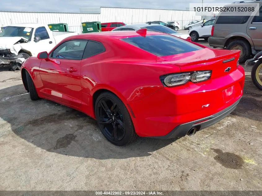 2019 Chevrolet Camaro 3Lt VIN: 1G1FD1RS2K0152088 Lot: 40422902