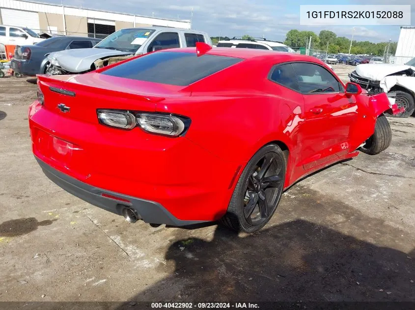 2019 Chevrolet Camaro 3Lt VIN: 1G1FD1RS2K0152088 Lot: 40422902