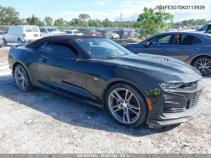 2019 Chevrolet Camaro 1Ss VIN: 1G1FE3D70K0115939 Lot: 40476932