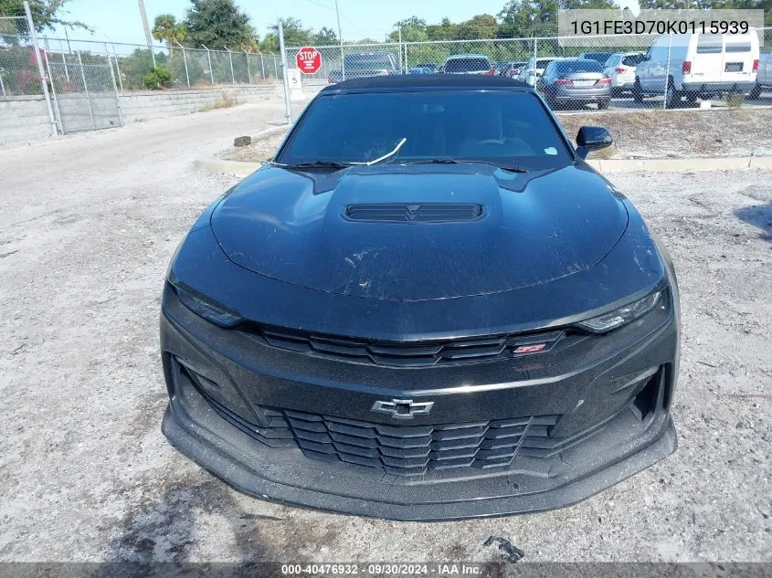 2019 Chevrolet Camaro 1Ss VIN: 1G1FE3D70K0115939 Lot: 40476932