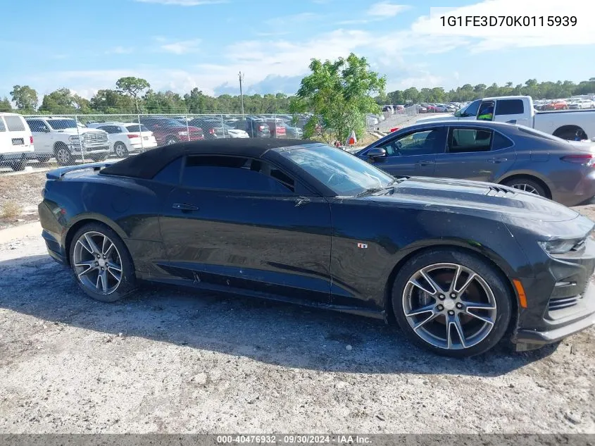 2019 Chevrolet Camaro 1Ss VIN: 1G1FE3D70K0115939 Lot: 40476932