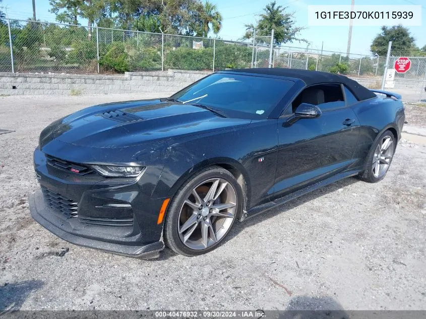 2019 Chevrolet Camaro 1Ss VIN: 1G1FE3D70K0115939 Lot: 40476932