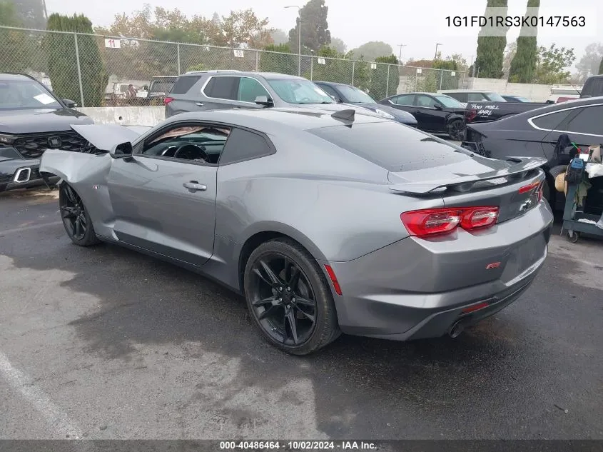 2019 Chevrolet Camaro 2Lt VIN: 1G1FD1RS3K0147563 Lot: 40486464