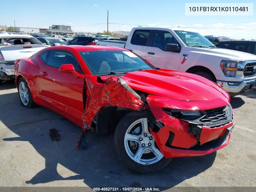 2019 Chevrolet Camaro 1Lt VIN: 1G1FB1RX1K0110481 Lot: 40527331