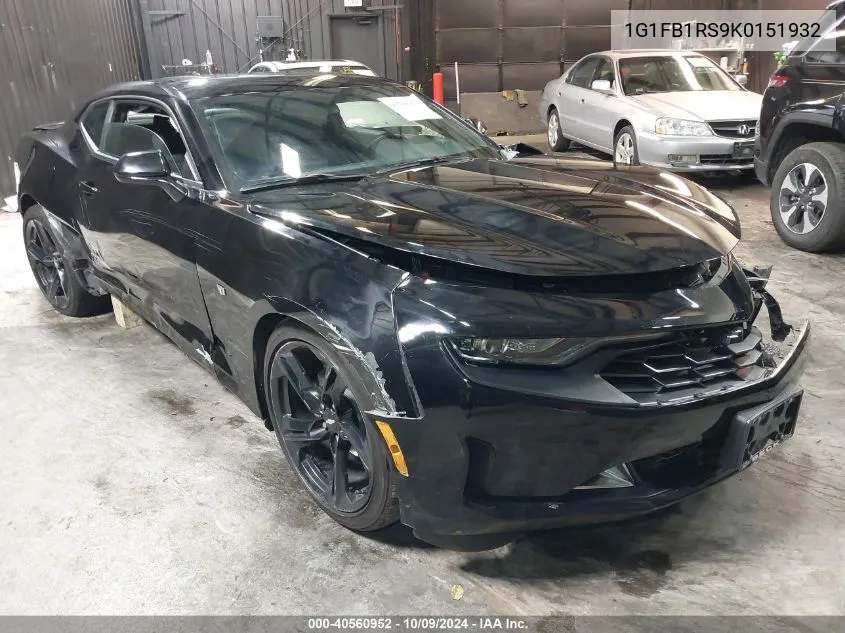 1G1FB1RS9K0151932 2019 Chevrolet Camaro 1Lt