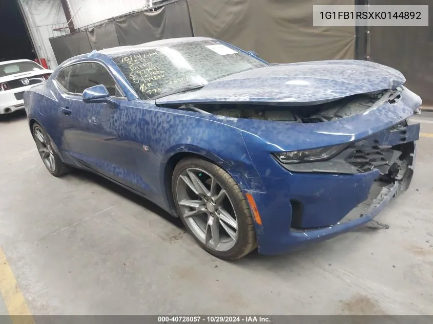 2019 Chevrolet Camaro 1Lt VIN: 1G1FB1RSXK0144892 Lot: 40728057