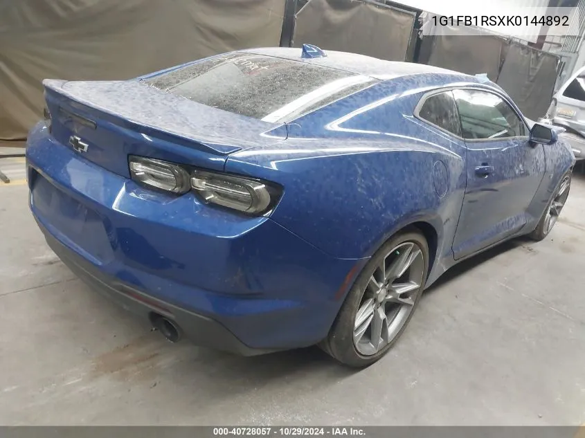 2019 Chevrolet Camaro 1Lt VIN: 1G1FB1RSXK0144892 Lot: 40728057