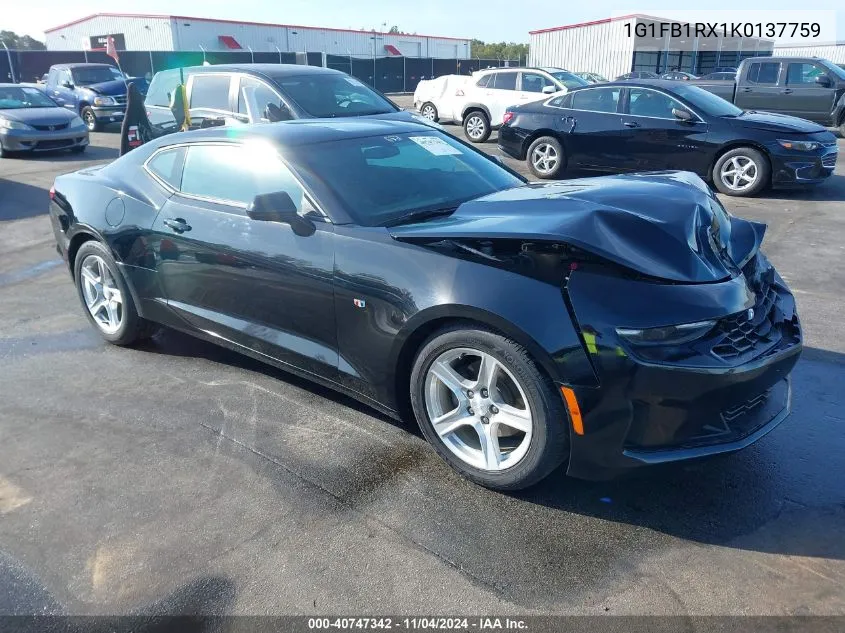 2019 Chevrolet Camaro Ls/Lt VIN: 1G1FB1RX1K0137759 Lot: 40747342