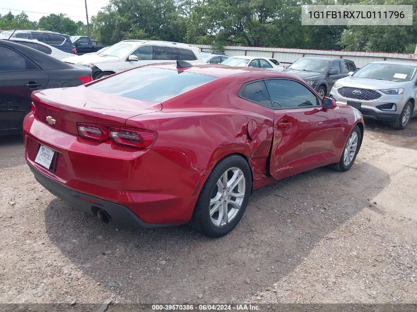 2020 Chevrolet Camaro Rwd 1Ls VIN: 1G1FB1RX7L0111796 Lot: 39570386