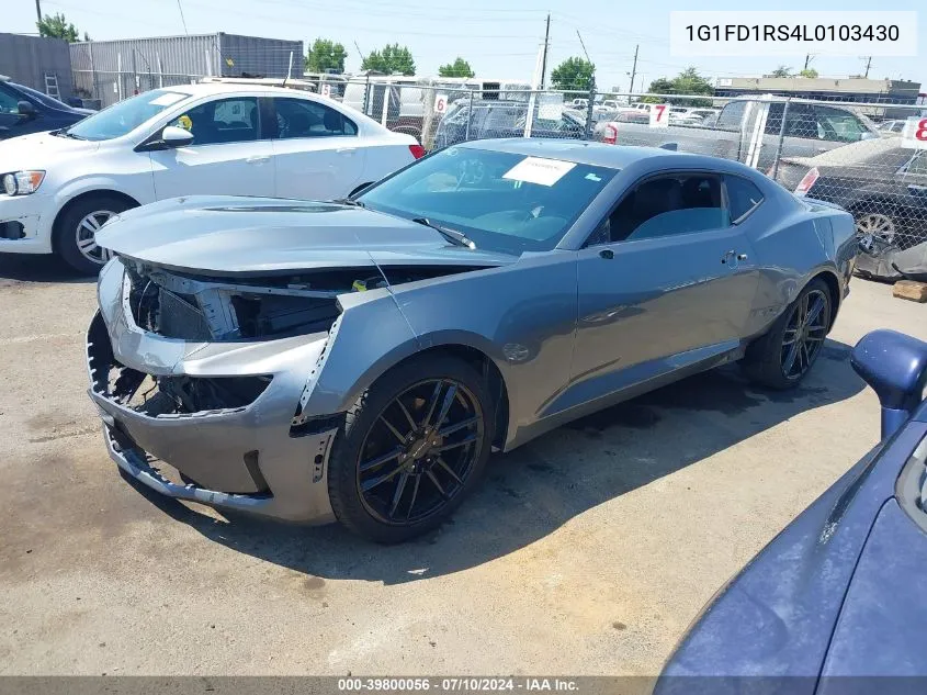 2020 Chevrolet Camaro Rwd 2Lt VIN: 1G1FD1RS4L0103430 Lot: 39800056