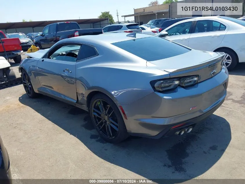 2020 Chevrolet Camaro Rwd 2Lt VIN: 1G1FD1RS4L0103430 Lot: 39800056