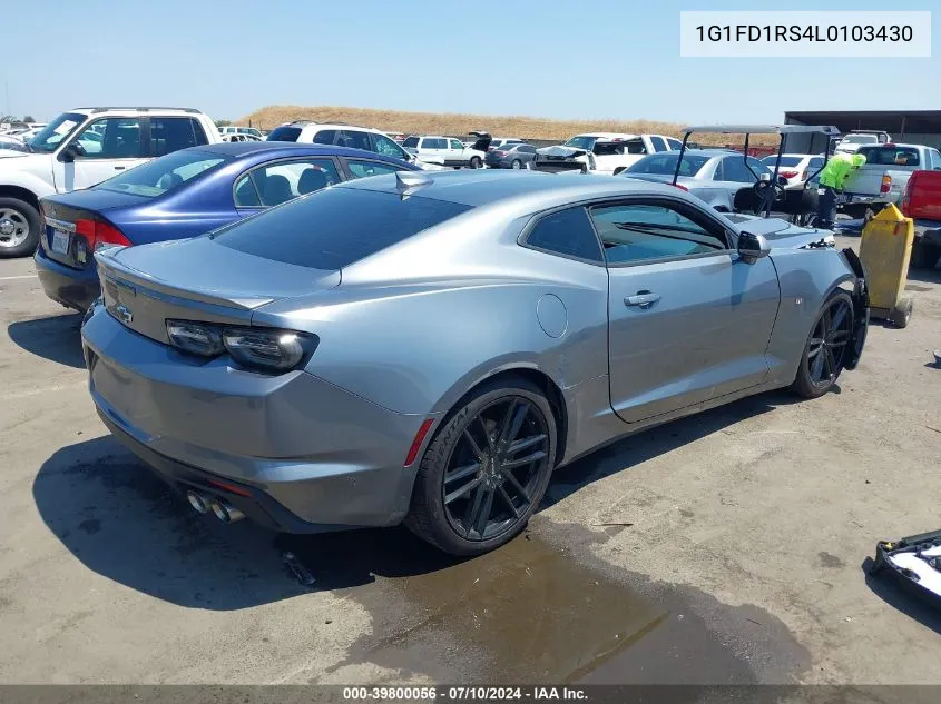 2020 Chevrolet Camaro Rwd 2Lt VIN: 1G1FD1RS4L0103430 Lot: 39800056