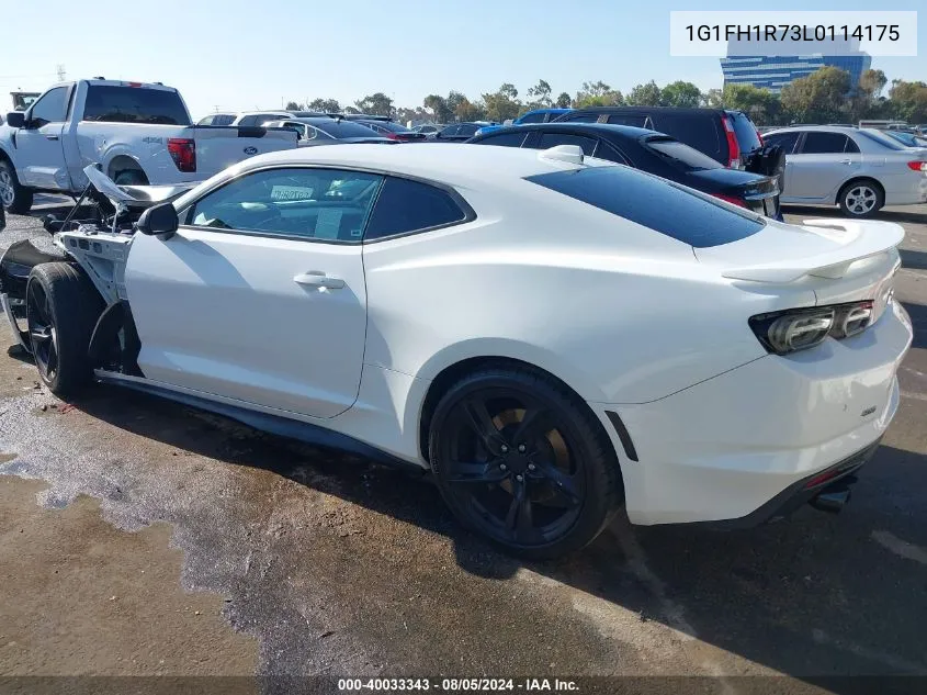 2020 Chevrolet Camaro Rwd 2Ss VIN: 1G1FH1R73L0114175 Lot: 40033343