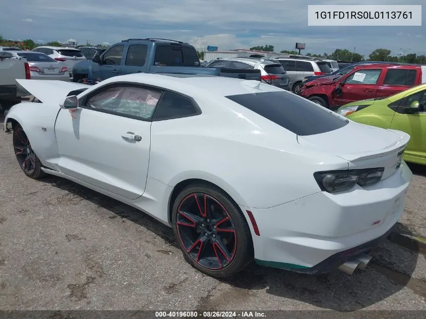 2020 Chevrolet Camaro Rwd 2Lt VIN: 1G1FD1RS0L0113761 Lot: 40196080