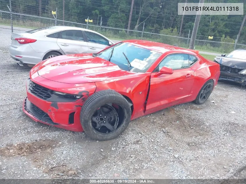 2020 Chevrolet Camaro Rwd 1Lt VIN: 1G1FB1RX4L0111318 Lot: 40265635