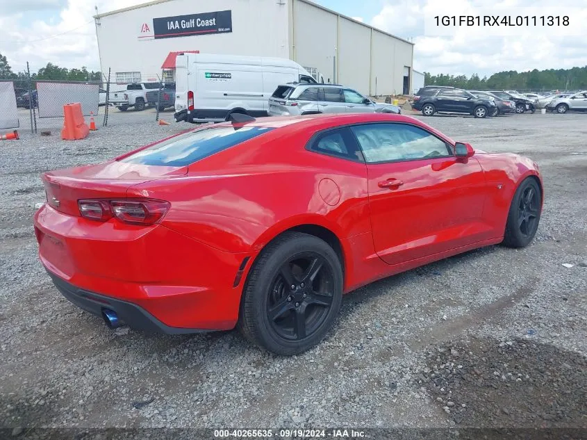 2020 Chevrolet Camaro Rwd 1Lt VIN: 1G1FB1RX4L0111318 Lot: 40265635