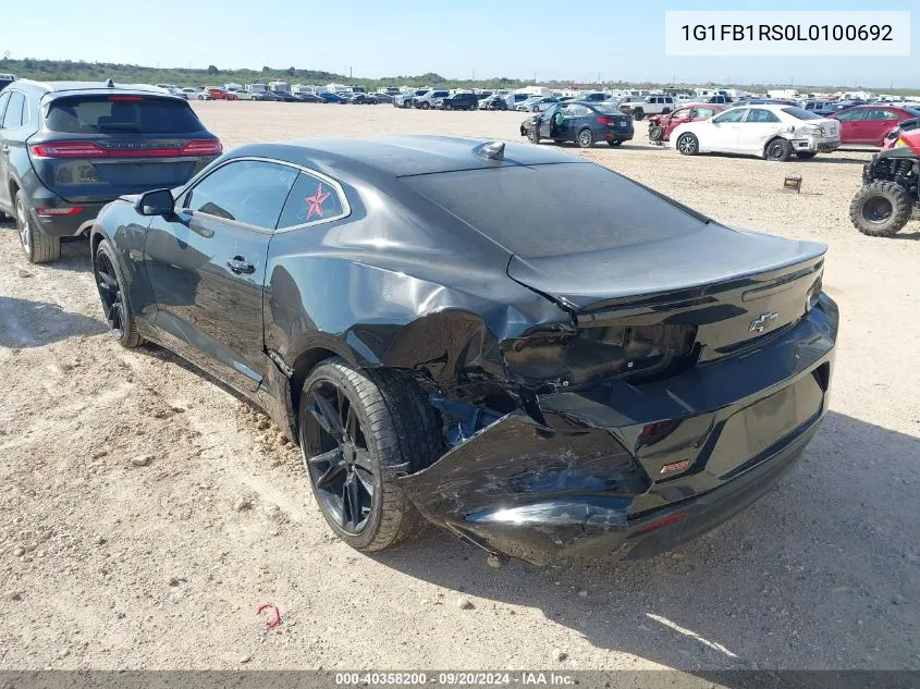 2020 Chevrolet Camaro Rwd 1Lt VIN: 1G1FB1RS0L0100692 Lot: 40358200