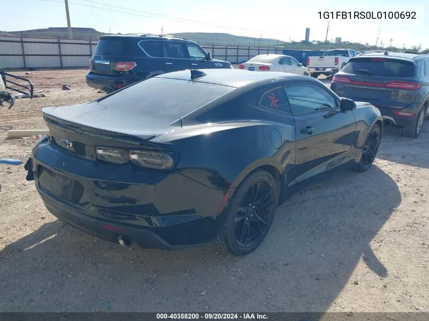 2020 Chevrolet Camaro Rwd 1Lt VIN: 1G1FB1RS0L0100692 Lot: 40358200