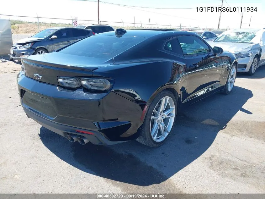 2020 Chevrolet Camaro Rwd 3Lt VIN: 1G1FD1RS6L0111934 Lot: 40392729