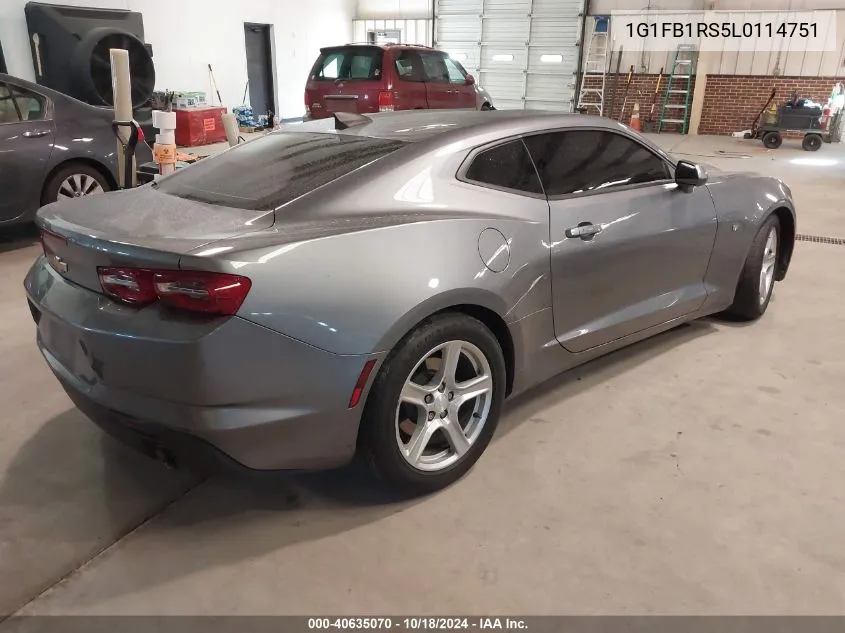 2020 Chevrolet Camaro Rwd 1Lt VIN: 1G1FB1RS5L0114751 Lot: 40635070