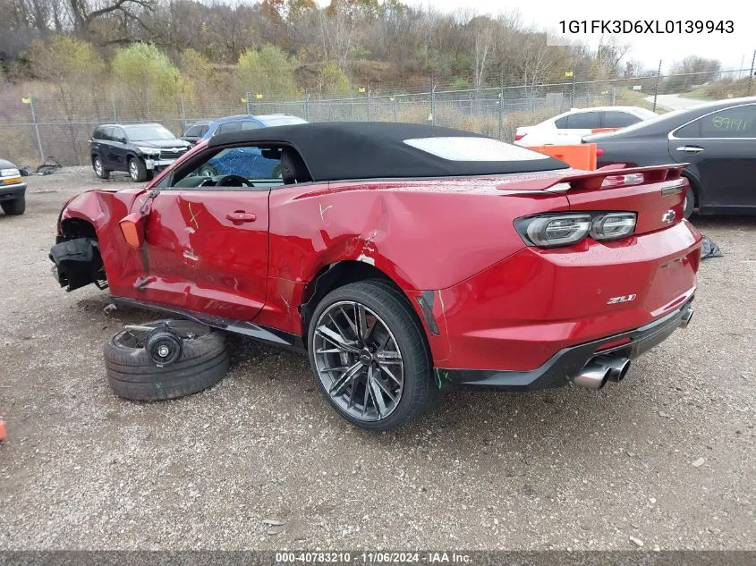 2020 Chevrolet Camaro Rwd Zl1 VIN: 1G1FK3D6XL0139943 Lot: 40783210