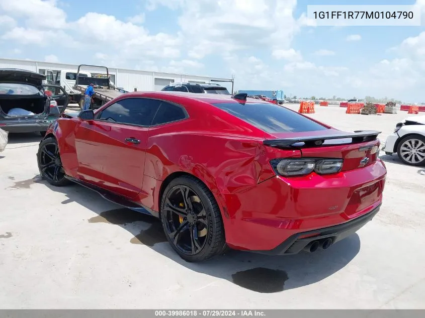 2021 Chevrolet Camaro Rwd 1Ss VIN: 1G1FF1R77M0104790 Lot: 39986018