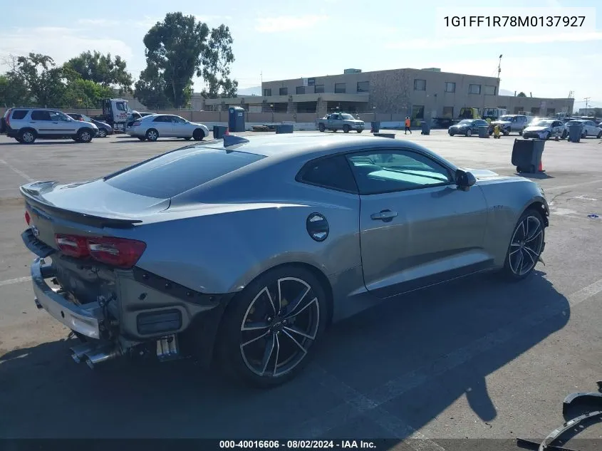 2021 Chevrolet Camaro Rwd Lt1 VIN: 1G1FF1R78M0137927 Lot: 40016606