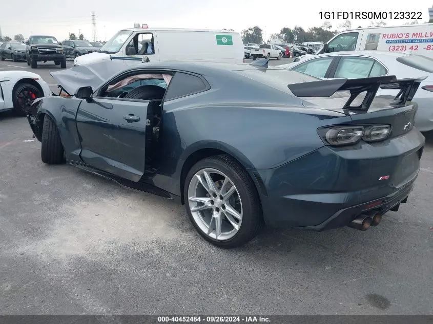 2021 Chevrolet Camaro Rwd 2Lt VIN: 1G1FD1RS0M0123322 Lot: 40452484