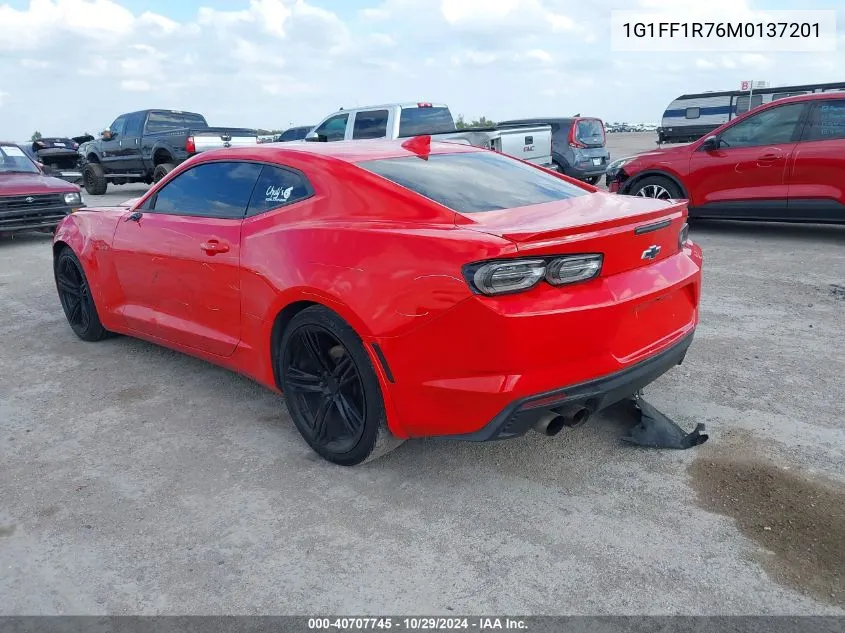 2021 Chevrolet Camaro Rwd Lt1 VIN: 1G1FF1R76M0137201 Lot: 40707745