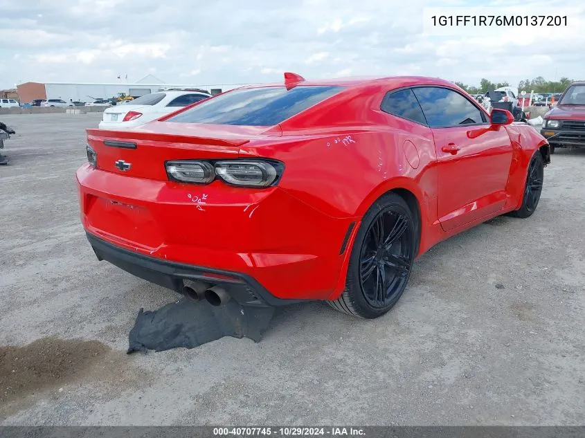 2021 Chevrolet Camaro Rwd Lt1 VIN: 1G1FF1R76M0137201 Lot: 40707745