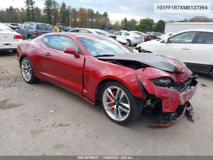 2021 Chevrolet Camaro Rwd Lt1 VIN: 1G1FF1R7XM0137394 Lot: 40788637