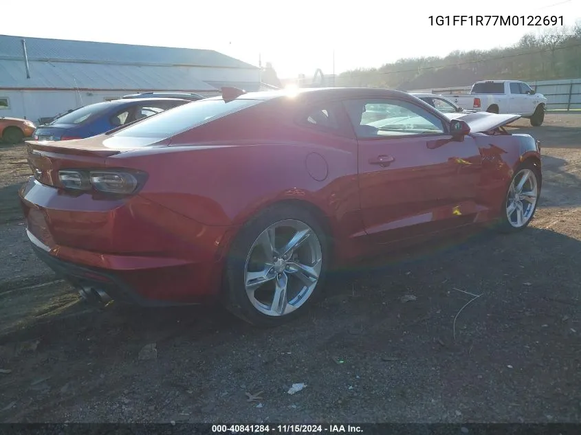 2021 Chevrolet Camaro Rwd Lt1 VIN: 1G1FF1R77M0122691 Lot: 40841284