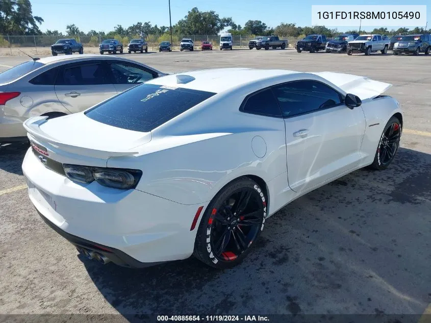 2021 Chevrolet Camaro Rwd 2Lt VIN: 1G1FD1RS8M0105490 Lot: 40885654